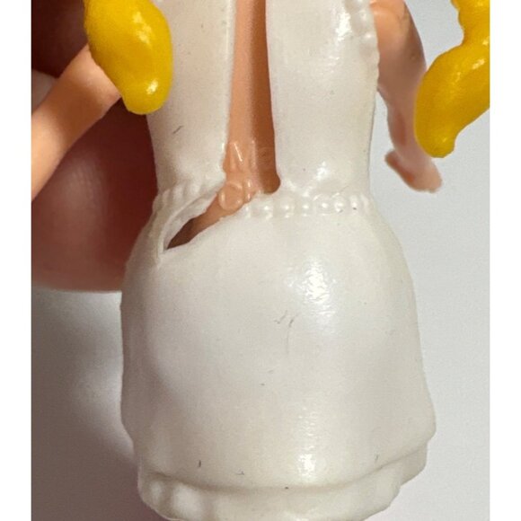 Polly Pocket Mini Doll Yellow Braided Hair White Yellow Dress Pink Boots 3.5" - Picture 9 of 9